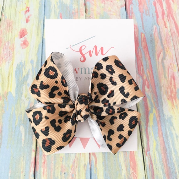 Cheetah Hair Bow Etsy