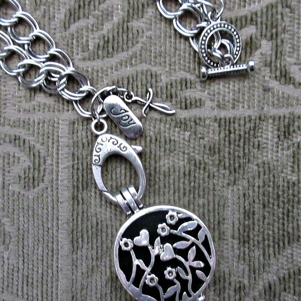 20 inch joyful garden antique silver locket essential oil diffuser necklace