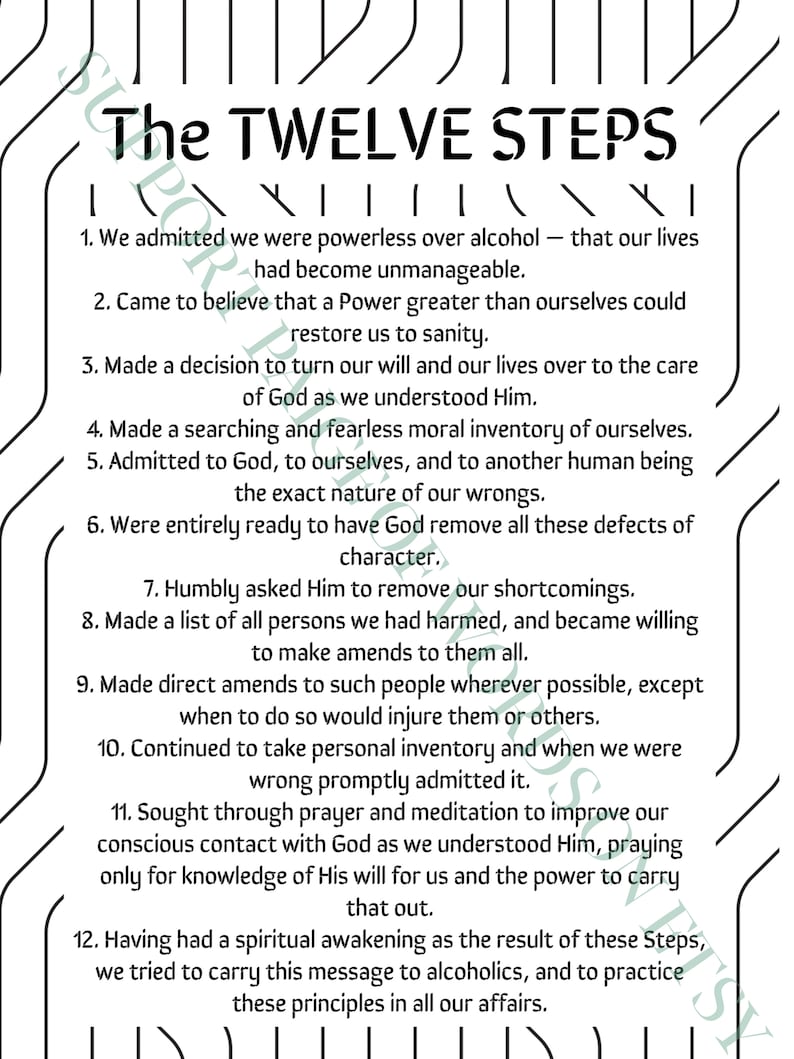 Twelve steps poster twelve steps aa poster twelve steps al anon