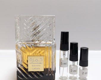 Khamrah Qahwa Lattafa Perfumes - 2ml-3ml-5ml - Sample atomizer - Fast Shipping from USA