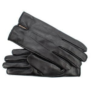 Altezzoso Senatore Black Winter Leather Gloves for Men, Wool Fleece Lined Warm Gloves