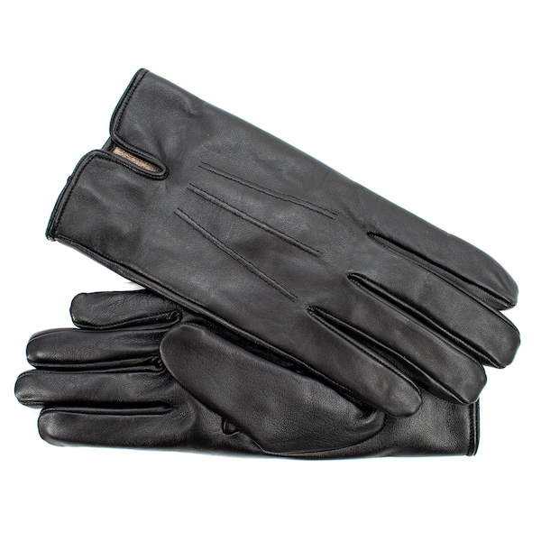 Altezzoso Senatore Schwarze Winter-Lederhandschuhe für Herren, warme Handschuhe mit Wollfleece-Futter