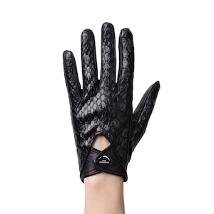 Altezzoso Feline Python Skin Leather Driving Gloves for Women