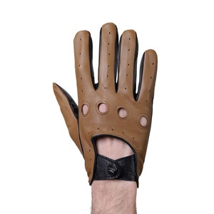 Altezzoso Senna Tan Touchscreen Leather Driving Gloves for Men