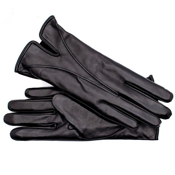 Gants d'hiver en cuir noir Altezzoso Eiffel pour femme, gants chauds doublés en polaire de laine