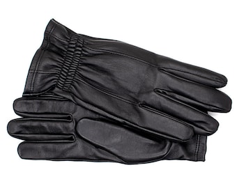 Gants en cuir d’hiver noir Altezzoso Baracuda pour hommes, gants chauds doublés de toison de laine