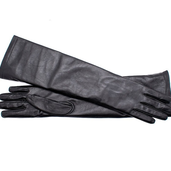 Gants en cuir Altezzoso Lunghetta Long Opera pour femmes, Eco Friendly Natural Modal Fleeson Lined Warm Gloves