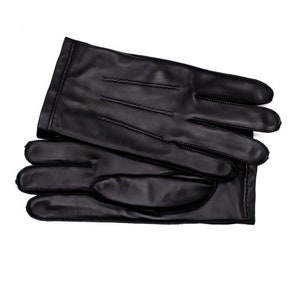 Altezzoso Conte Black Winter Leather Gloves for Men, Wool Fleece Lined Warm Gloves