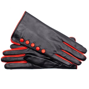 Altezzoso Boni Black Winter Leather Gloves for Women, Wool Fleece Lined Warm Gloves