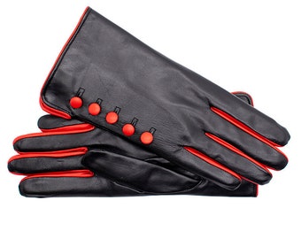 Altezzoso Boni Black Winter lederen handschoenen voor vrouwen, Wol Fleece gevoerde warme handschoenen