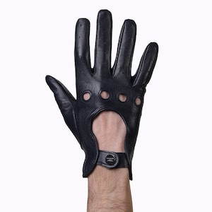 Altezzoso Roadster Black Leather Driving Gloves for Men