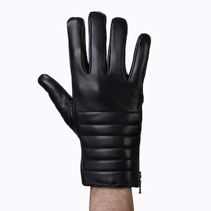 Altezzoso Sportster Black Leather Gloves for Men, Wool Fleece Lined Biker Model Warm Gloves
