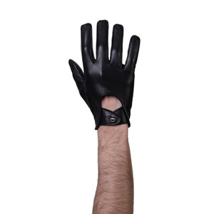 Altezzoso Mostro Black Crocodile Embossed Leather Driving Gloves for Men Black