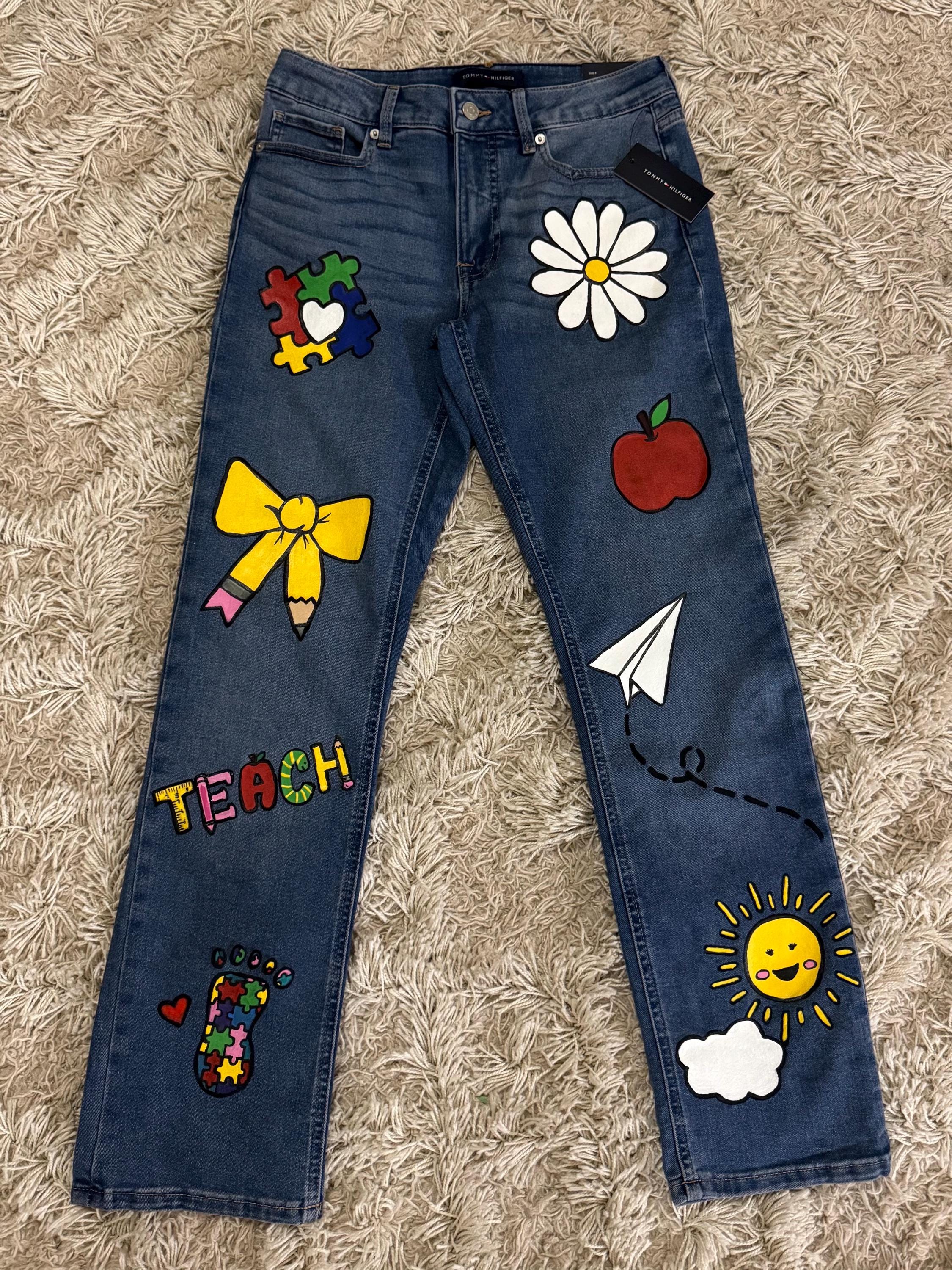 Painted Jeans - Etsy