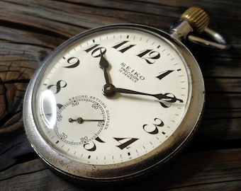 Vintage Seiko 19 Precision Railway Pocket Watch 15J 1967 Serviced Japan