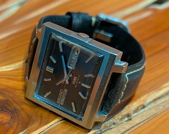 Vintage Seiko Tank Mens SGP Watch , Japan , Genuine Leather Strap