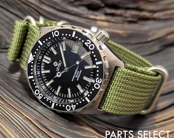 LV1-2NDFBKAR-1BK19-Z "Schwarzes Zifferblatt, 20 ATM wasserdicht, Saphirglas, ZULU Strap" NH36 Automatik Japan Made Armbanduhr LEVEL7