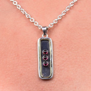 Garnet Necklace Silver Garnet Pendant  Garnet Jewelry Gemstone Red Necklace Sterling Silver Garnet Large Pendant Garnet Chain Necklace Gift