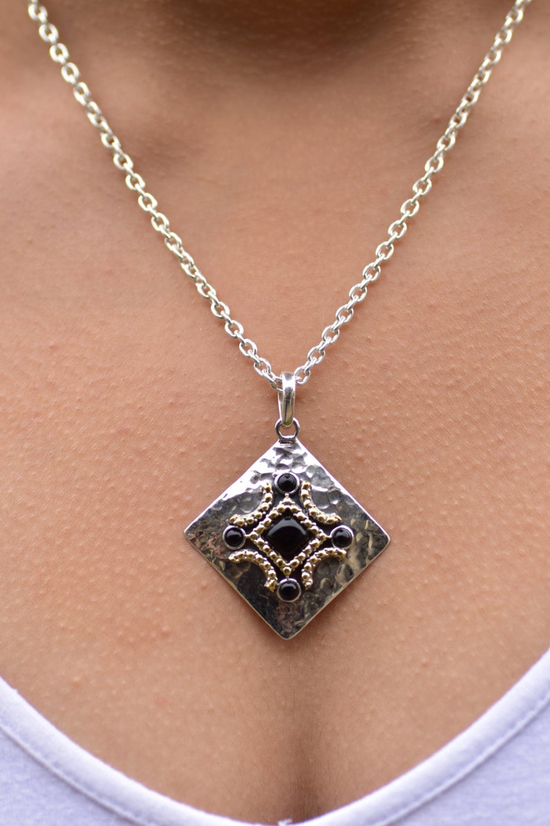 Black Onyx Necklace Black Onyx Pendant Black Onyx Jewelry 925 Sterling Silver Black Onyx Gemstone Onyx Chain Pendant Onyx Large Pendant Gift