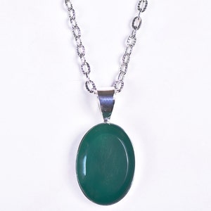 Green onyx Necklace Onyx Pendant Onyx Jewelry Green Onyx Silver Necklace Pendant Green Gemstone Necklace Sterling Silver Large Necklace