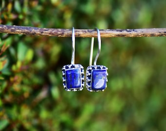SALE Lapis Earrings Lapis Lazuli Earring Blue Earring Lapis Jewelry Silver Lapis Earring Blue Lapis Earrings Lapis Dangle Drop Earring Gift