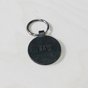 Custom Leather Circle Keychain. Monogrammed Personalized Full Grain Leather Keychain. Made In USA.