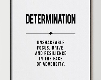 Office Wall Art, Determination Determine Quote Print, Minimalist Office Decor, Inspirational Motivational Poster Artwork,