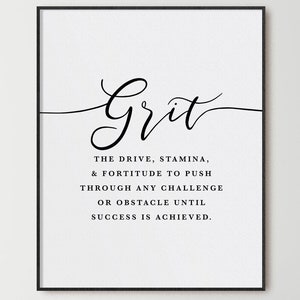 Grit Definition Office Wall Art, Print, Girl Boss Office Decor, Motivational Print, Inspirational Quote, Entrepreneur Gift, Large Poster image 1