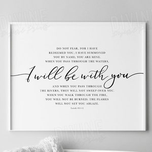 Isaiah 43 NIV Bible Verse Wall Art, Scripture Gift, Do not be Afraid Quote, Christian Decor