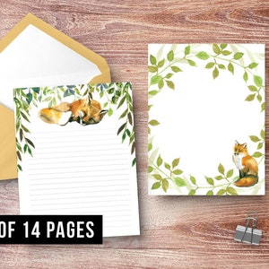 Woodland Letter Writing Set. Stationary Set, Writing Paper, Digital Letter Paper, Printable Letter Writing, Printable Stationary Paper, Fox