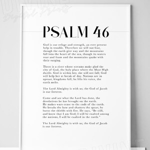 Full Psalm Scripture 46 NIV, Popular Bible Verse Wall Art, Christian Home Decor, Large Printable Artwork image 1