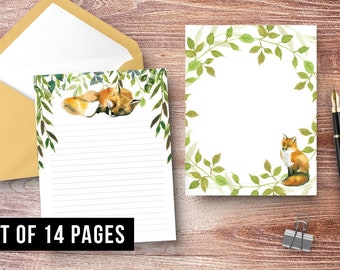 Woodland Letter Writing Set. Stationary Set, Writing Paper, Digital Letter Paper, Printable Letter Writing, Printable Stationary Paper, Fox