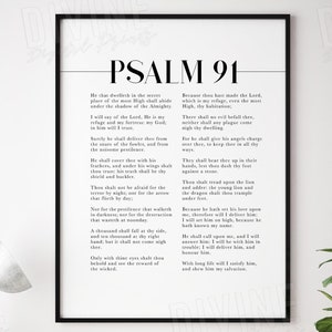 Psalm 91 Wall Art, Full Scripture 91 King James Version, Popular Bible Verse Wall Art, Christian Home Decor, Large Printable Artwork