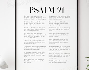 Psalm 91 Wall Art, Full Scripture 91 King James Version, Popular Bible Verse Wall Art, Christian Home Decor, Large Printable Artwork