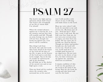 Popular Psalm 27 NIV, Bible Verse Wall Art, Scripture Artwork, Christian Home Decor, The Lord is my light, strength quote