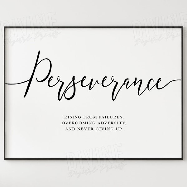 Perseverance Quote Wall Art, Inspirational Office Decor, Entrepreneur Gift, Motivational Large Printable