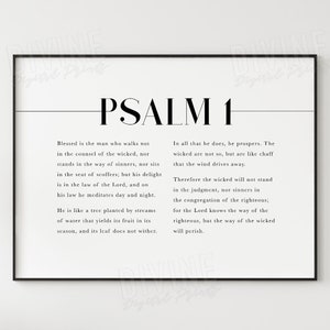 Psalm 1 christian decor wall art biblical quote, ESV bible verse artwork, modern scripture Print, Blessed is the man printable