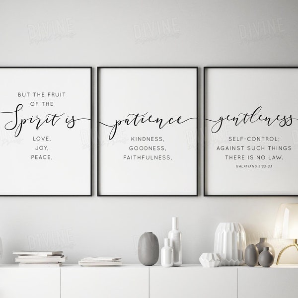 Scripture Galatians Bible Verse Wall Art, Fruit of the spirit Quote Print, Above Bed Art Decor,