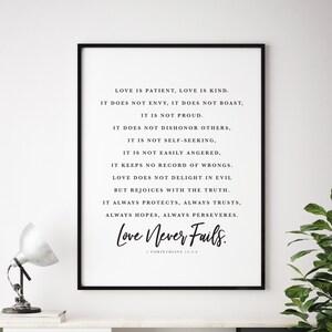 Love is Patient Religious Wedding Gift Scripture Print for Christian Decor Corinthians 13 NIV Quote Bible Verse Wall Art