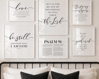 Bible Verse Prints Set: Christian Scripture Gallery Wall Art (Digital Download)