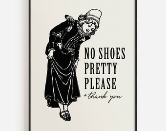 Funny take 'shoes off' sign: trendy home entrance art (Digital Download)