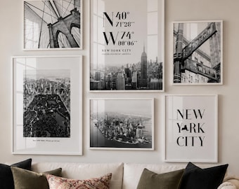 New York Gallery Wall Art Set: NYC Brooklyn Prints (Digital Download)