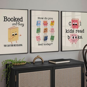 Biblioteca della scuola elementare, Poster di lettura in classe, Arte murale educativa per bambini che leggono libri, Set stampabile per insegnanti