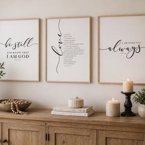 Decoración de pared cristiana para dormitorio: láminas con versículos bíblicos, decoración rústica (descarga digital)