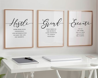 Home office decor inspirational quotes motivational wall decor hustle poster entrepreneur gift for women