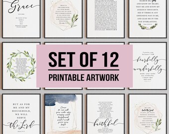 Christian Wall Art, Bible Verse Prints, Scripture Artwork Set, Church Artwork, The Armor, Psalm 91, Fruit of the Spirit Quote, Gallery Set