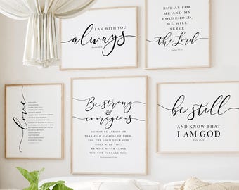 Elegant bible verse wall set, scripture quote digital prints (printable posters)