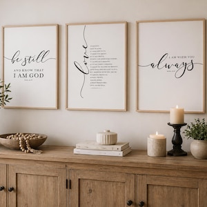Farmhouse Christian Wall Art Set of 3 Prints: Bible Verse Scripture ...