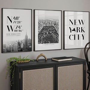 New York City Wand Kunst, Nyc Galerie Set modernes Dekor, oben Couch Druck Schwarzweiß Fotografie Reise Dekor Set von 3 druckbare