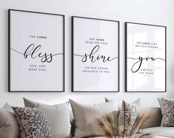 Numbers 6 Bible Verse Prints Set: Modern Christian Home Decor (Digital Download)